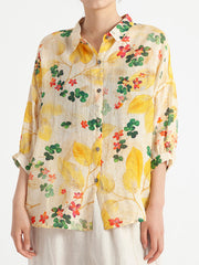 Plus Size Floral Vintage Women Summer Loose Shirt