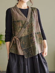 Plus Size Sleeveless Spring Women Vintage String Loose Waistcoat