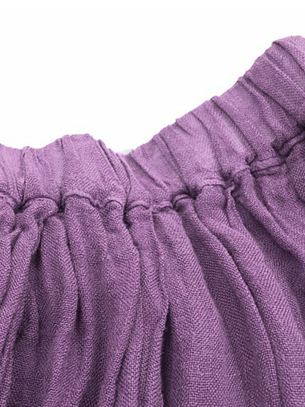 Plus Size - 100% Linen Women Pure Color Skirt