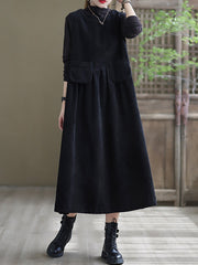 Plus Size - Corduroy Pocket Casual Sleeveless Pinafore Dress