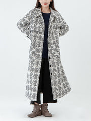 PLUS Size - Jacquard Women Pocket Winter Breasted Coat