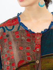 Plus Size - Vintage Women Mid-Length Floral Shirt Dress
